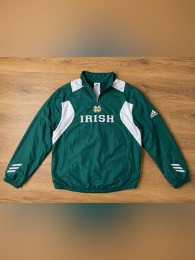 Adidas Notre Dame Fighting Irish Green Quarter Zip Windbreaker S